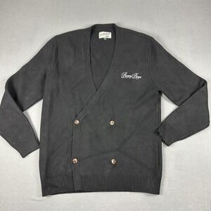 Bogey Boys Cardigan Sweater Mens Large Black Golf Embroidered Logo Button V-Neck